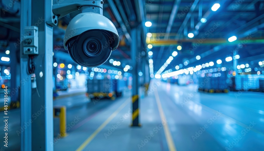 Poster tech-enhanced cross dock facility with security camera and ambient light
