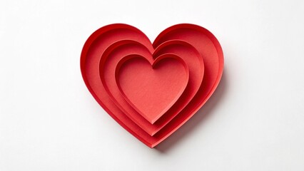 Obraz premium Close-up view of a red paper heart on a white surface, highlighting the texture of the paper and the fold line, perfect for themes of love and simple graphic elements. 