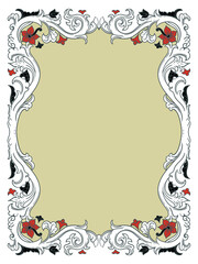 Vintage ornament frame antique style vector design. Hand drawing leaves and nature motif decorative.