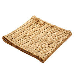 Minimalist Woven Straw Beach Mat with a Sleek Design Isolated on Transparent Background