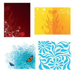 Fototapeta premium Four abstract floral and nature inspired background designs