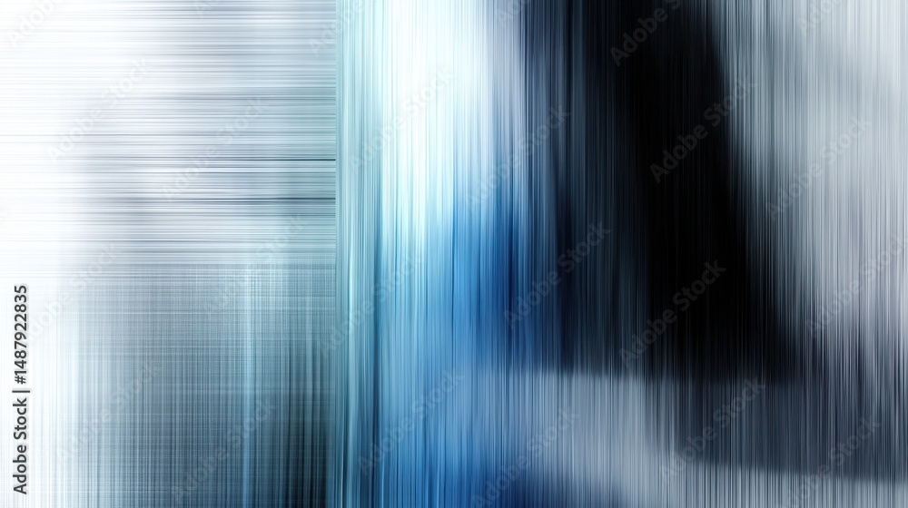 Poster Abstract blue and white vertical lines texture, digital art background with blurred motion effect, ideal for website banners or modern design projects. : Generative AI