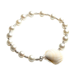 Elegant Anklet with a Series of Smooth Pearl Isolated on Transparent Background