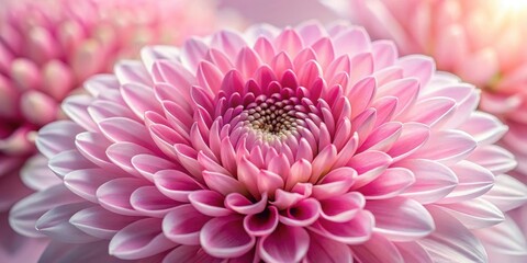 delicate petal structure of pink chrysanthemum flower in full bloom , blossom close-up, blooming flowers