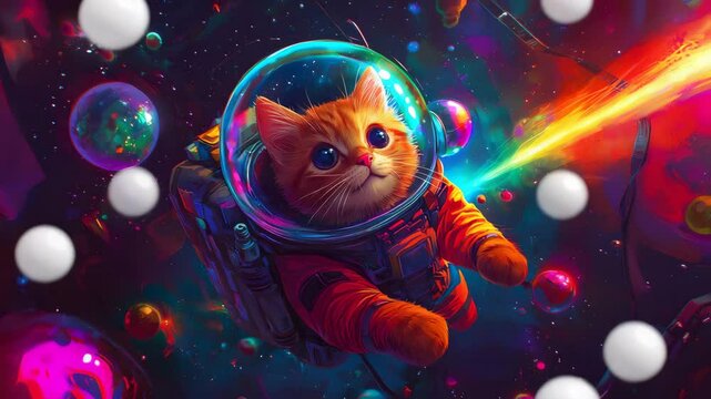 kawaii cosmic explorer kawaii space adventure  kawaii cosmic explorer kawaii space adventure  featuring astronaut kitten in galaxy adorable cat in space, interstellar kitten voyage