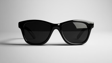 Close-up of black sunglasses on a white background.