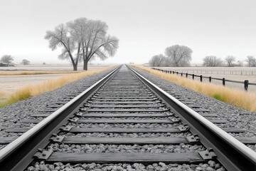 Fototapeta premium a minimalist vector of wagon wheel tracks fading into the horizon
