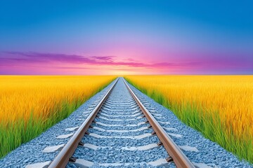 Obraz premium a minimalist vector of wagon wheel tracks fading into the horizon