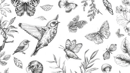 Fototapeta premium Hand-drawn animal illustrations on a white background stock photo --ar 16:9 --raw --v 6 Job ID: e2105cfd-d4ca-49fa-99fb-b2bb18433edc