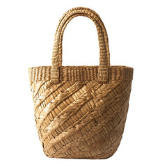 Elegant Straw Tote Bag with a Refined Delicate Weave Isolated on Transparent Background