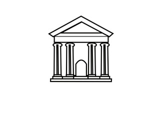 Simple Line Icon of Classical Bank Museum Building