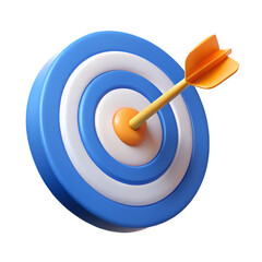 3d rendered target with arrow hitting the bullseye illustrating success and achievement