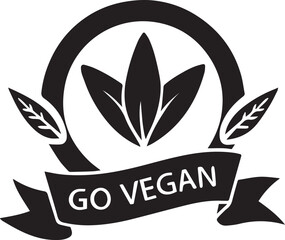 Vegan Badge Design with Leaf Symbol and Organic Elements