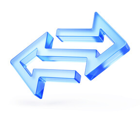 Double Blue arrow - 3d icon. Two different direction - 3d illustration