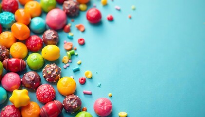 Colorful candies arranged for birthday celebration, happy, sugary, sprinkles