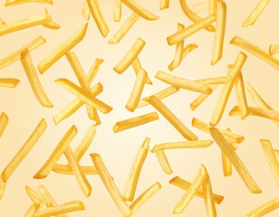 Fototapeta premium French Fries in Motion Falling Potatoes Concept