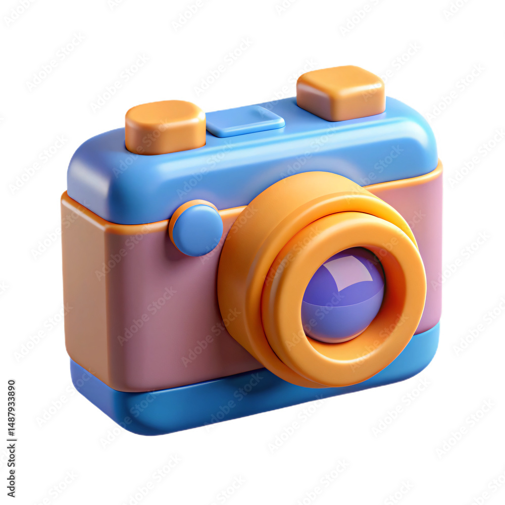 Poster 3d rendering of a colorful toy camera isolated on a transparent background