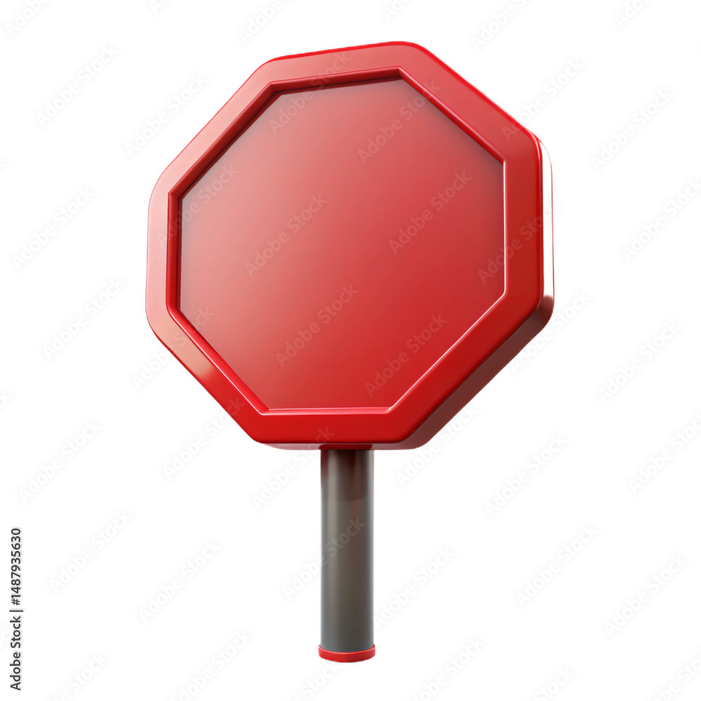 Poster red stop sign with octagonal shape isolated on a transparent background