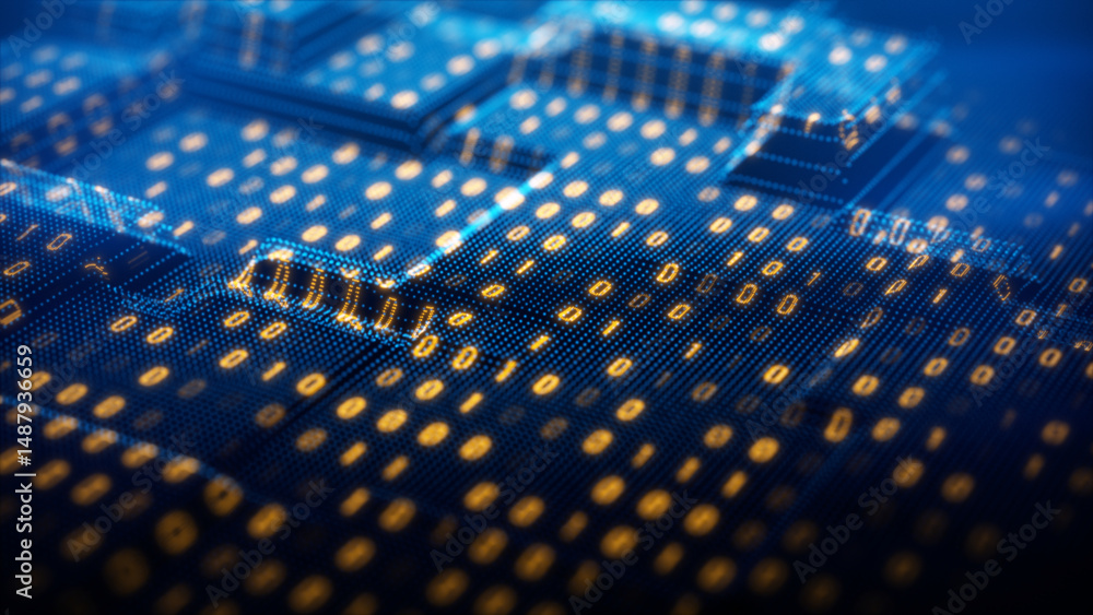Aufkleber blockchain technology - blockchain information in the digital global network - 3d illustration