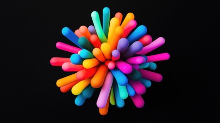 Colorful plastic straws and colored straws in glass offer many abstract color options