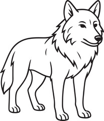 Outlined Arctic Wolf Full Body Sketch