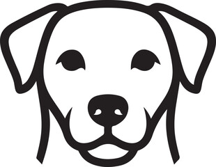 Simple Dog Face Black and White Line Art