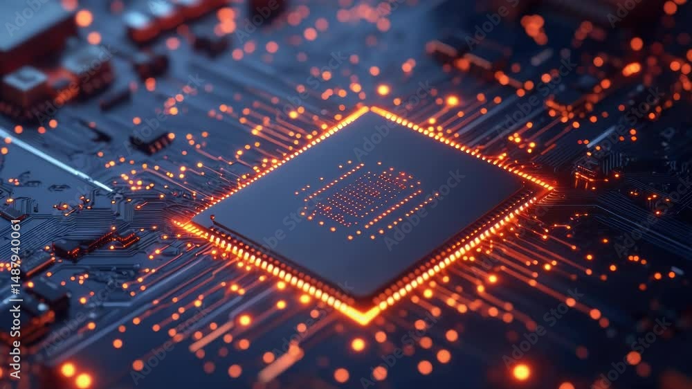 Poster A detailed view of an electronic circuit board with various components and wires