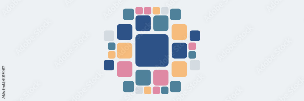 Poster grid of colorful squares with large central blue square – perfect for ui design tools, creative temp