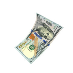 Transparent PNG 3D render single 100 dollar banknote with realistic textures and lighting. Isolated on alpha background, ideal for finance, design, marketing, and visual presentations.