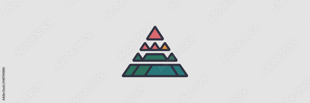 Poster vector icon of stacked triangles on white background – ideal for geometric design resources or educa