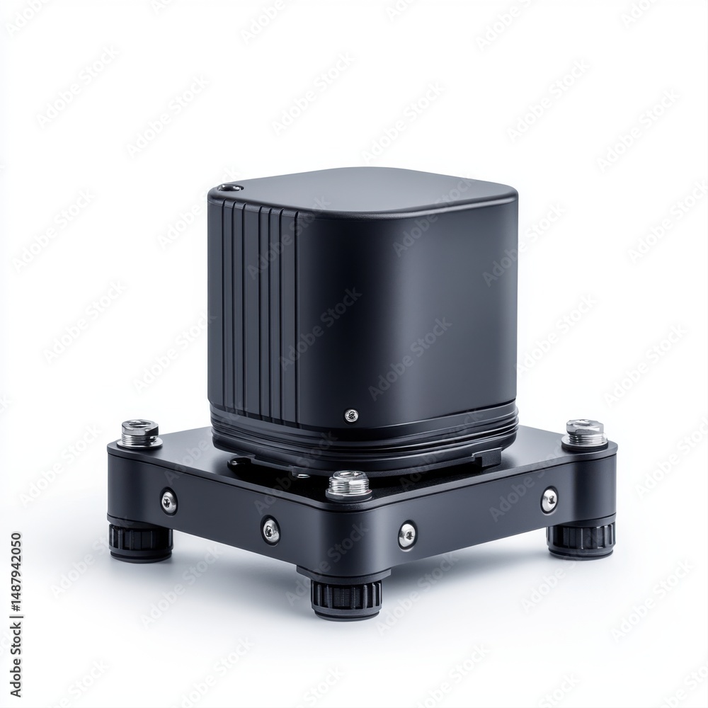 Poster compact black sensor device on a gray base for modern technological solutions