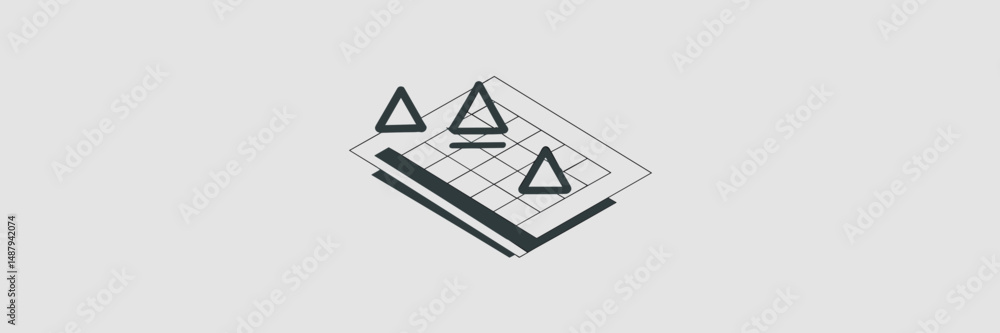 Poster vector sheet with grid and three triangle illustrations – great for math content, design elements, o