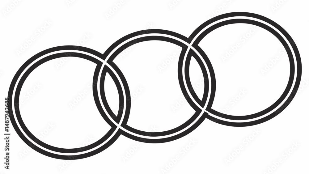 Aufkleber three black circles linked by branching lines on white background – neuroscience symbol style