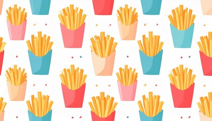Fototapeta premium French Fries Seamless Pattern Playful Snack Texture for Packaging