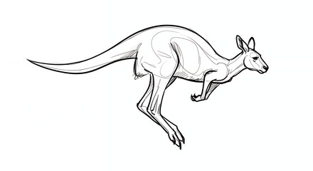 Fototapeta premium Kangaroo line art illustration