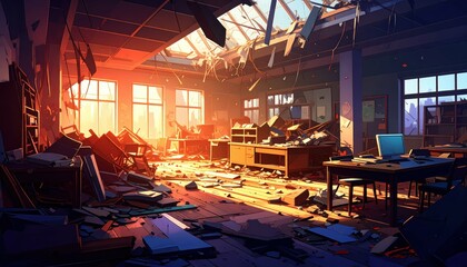 Devastating Scene Inside School Following Structural Collapse Disaster