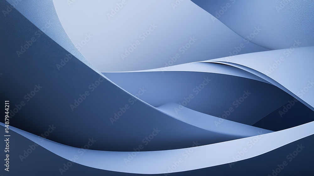 Poster Abstract Blue Waves: A Seamless, Textured 3D Render of Intertwined Curving Forms, Ideal for Backgrounds or Design Elements. : Generative AI