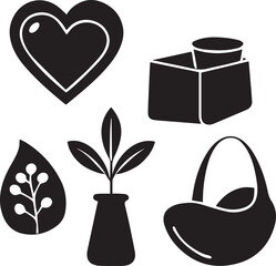 Vegan Lifestyle Icons Heart Bowl Reusable Bag Tofu and Sprout