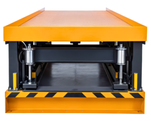 Industrial hydraulic lift platform on a transparent background