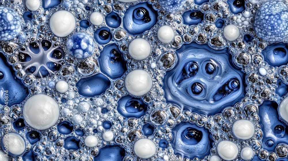 Aufkleber abstract pattern of colorful spheres in a frothy texture.