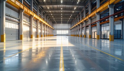 Obraz premium Sprawling Industrial Storage Facility with Soft Morning Light