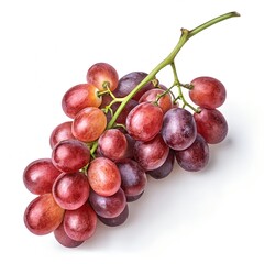 Obraz premium Red Grapes Bunch with Stem on White Background.