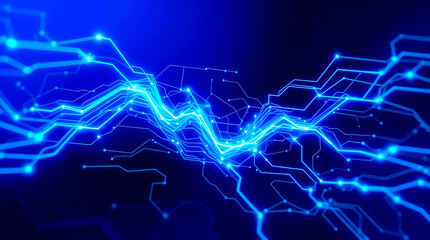 Futuristic digital interface with AI and neural network visualization background