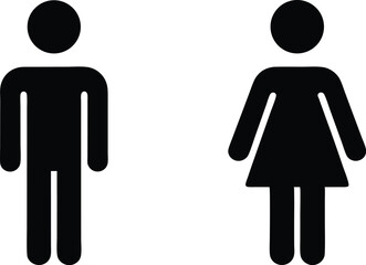 Black silhouettes of male and female figures on a white background isolated art