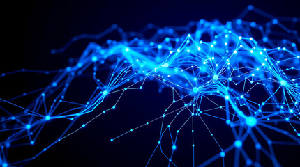 Futuristic digital interface with AI and neural network visualization background