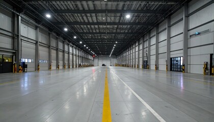 Obraz premium Sterile Industrial Facility Dock at Night with Flickering Lights