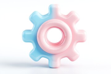 Pastel pink and blue gear wheel, 3d render, isolated on white background,  smooth surface, glossy texture,  modern design element,  perfect for branding, website, app, or presentation. : Generative AI