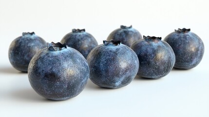 Obraz premium Fresh blueberries arranged on white background. Use for health and nutrition