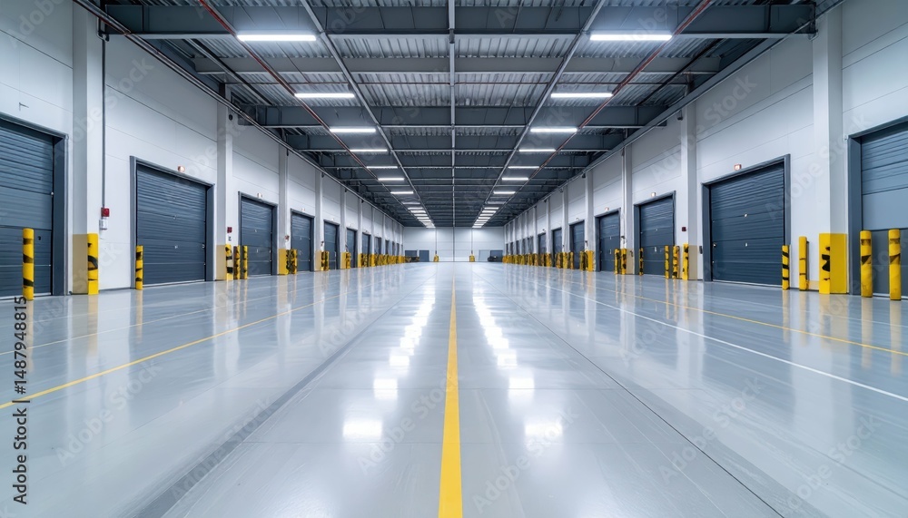 Poster spacious and sterile distribution center with loading docks