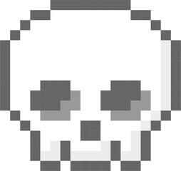 halloween skull 8bit pixel art, flat icon design png illustration